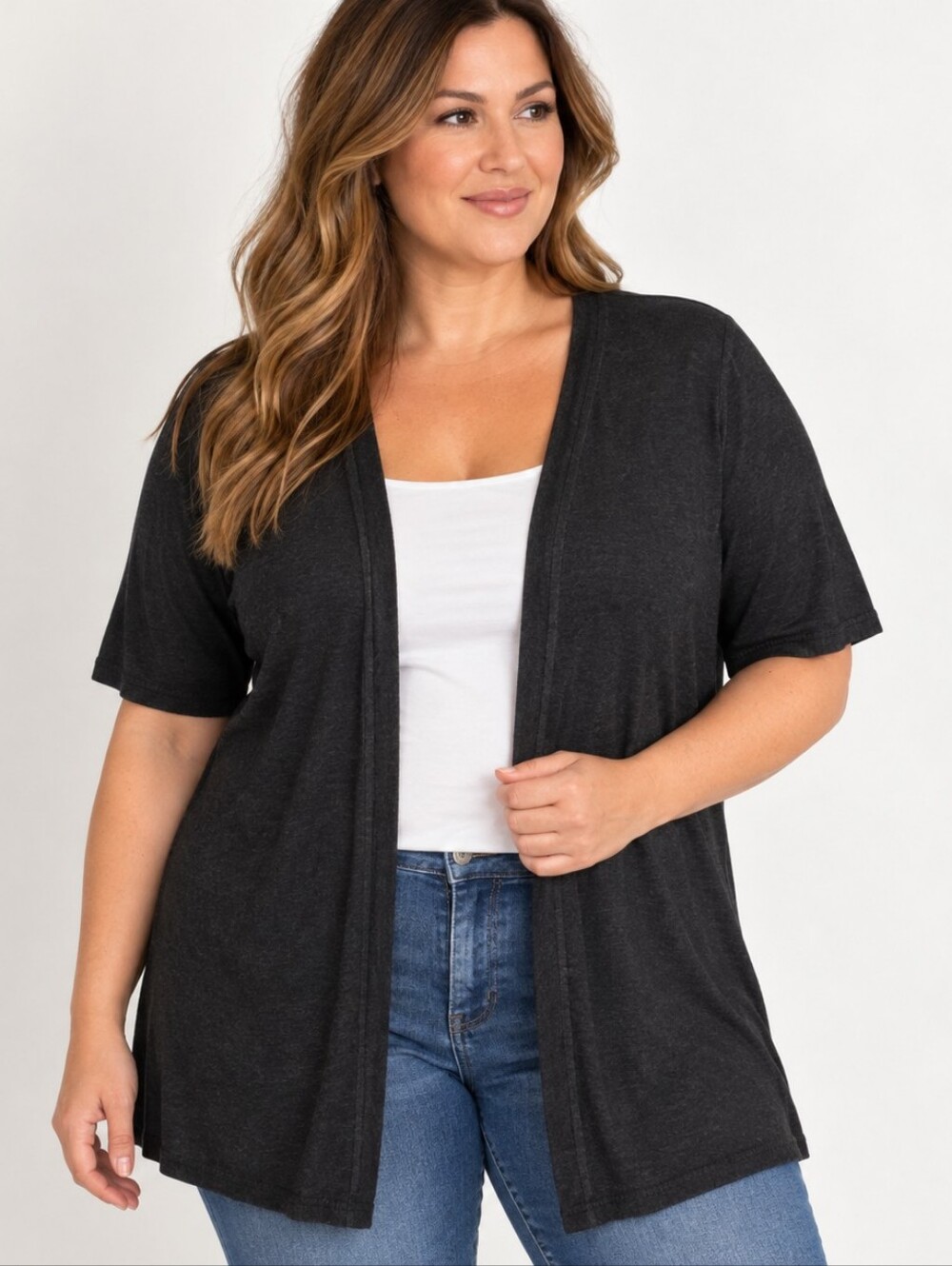 MAURICES Black Open Front Cardigan Plus 1X